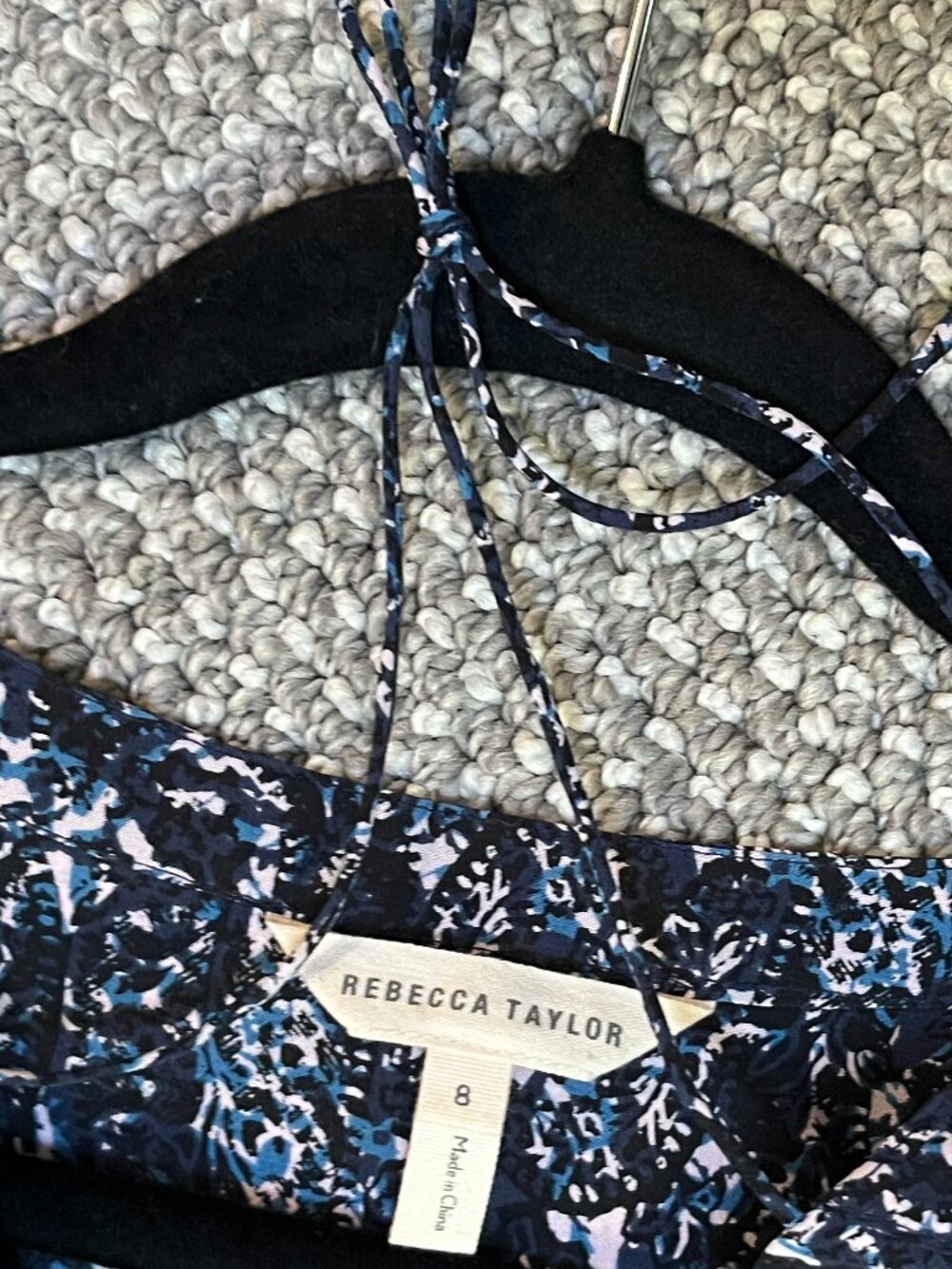 Rebecca Taylor Silk Long Sleeve Blouse in Navy, Size 8 - Picture 6 of 11